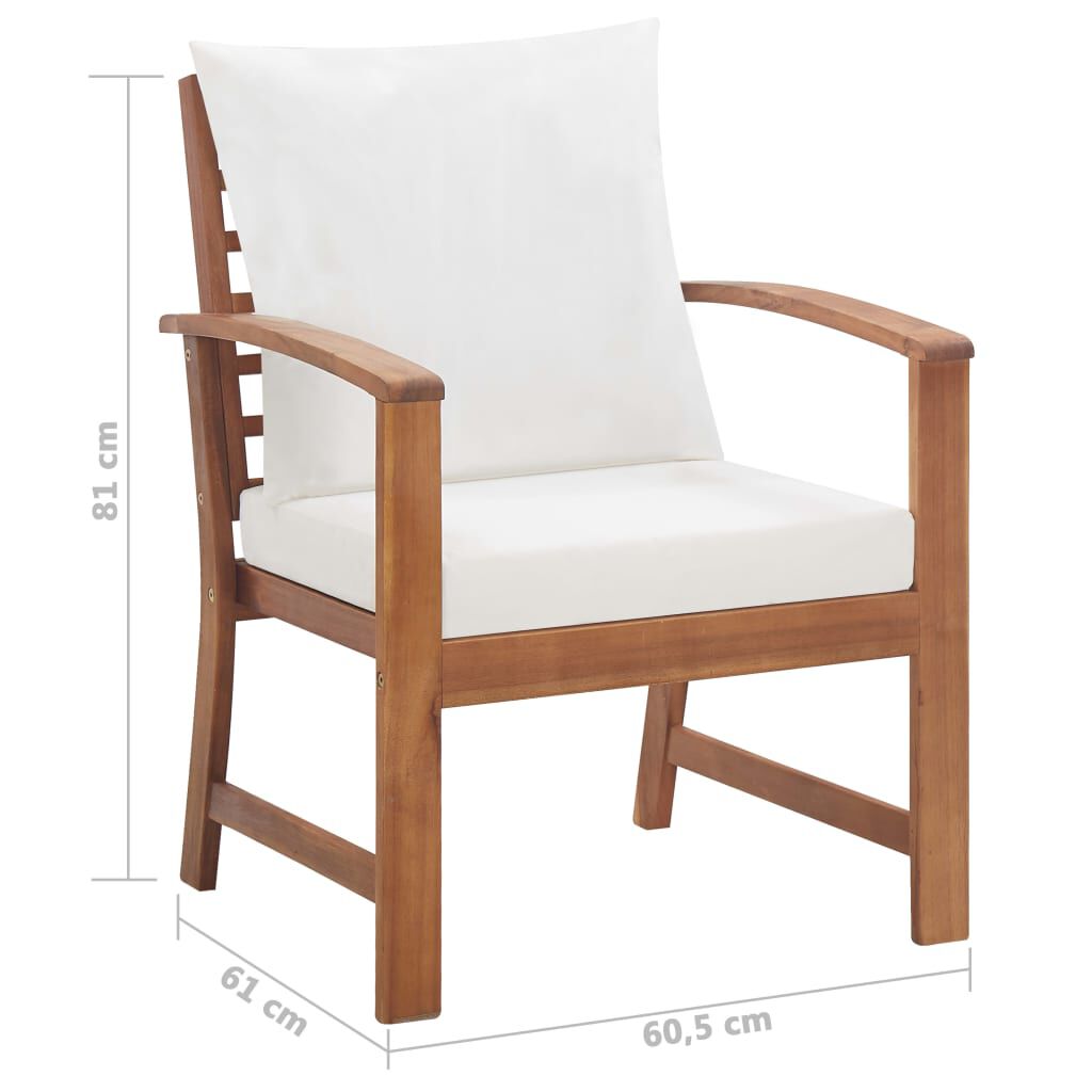 vidaXL 4 Piece Garden Lounge Set with Cushions Solid Acacia Wood