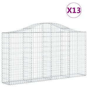 vidaXL Arched Gabion Baskets 13 pcs 200x30x100/120 cm Galvanised Iron