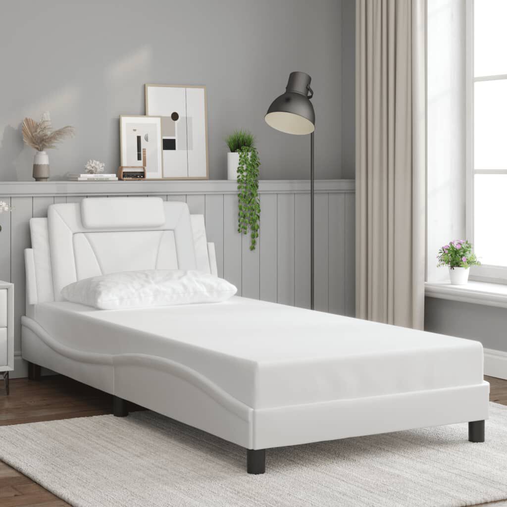 vidaXL Bed Frame with LED without Mattress White 100x190 cm