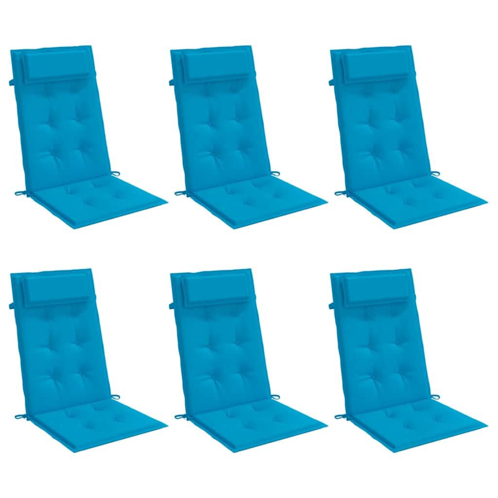 vidaXL Highback Chair Cushions 6 pcs Light Blue Oxford Fabric