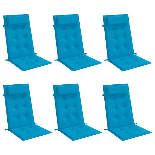 vidaXL Highback Chair Cushions 6 pcs Light Blue Oxford Fabric