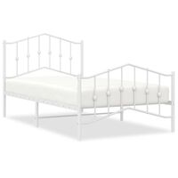 vidaXL Metal Bed Frame with Headboard and Footboard White 100x190 cm