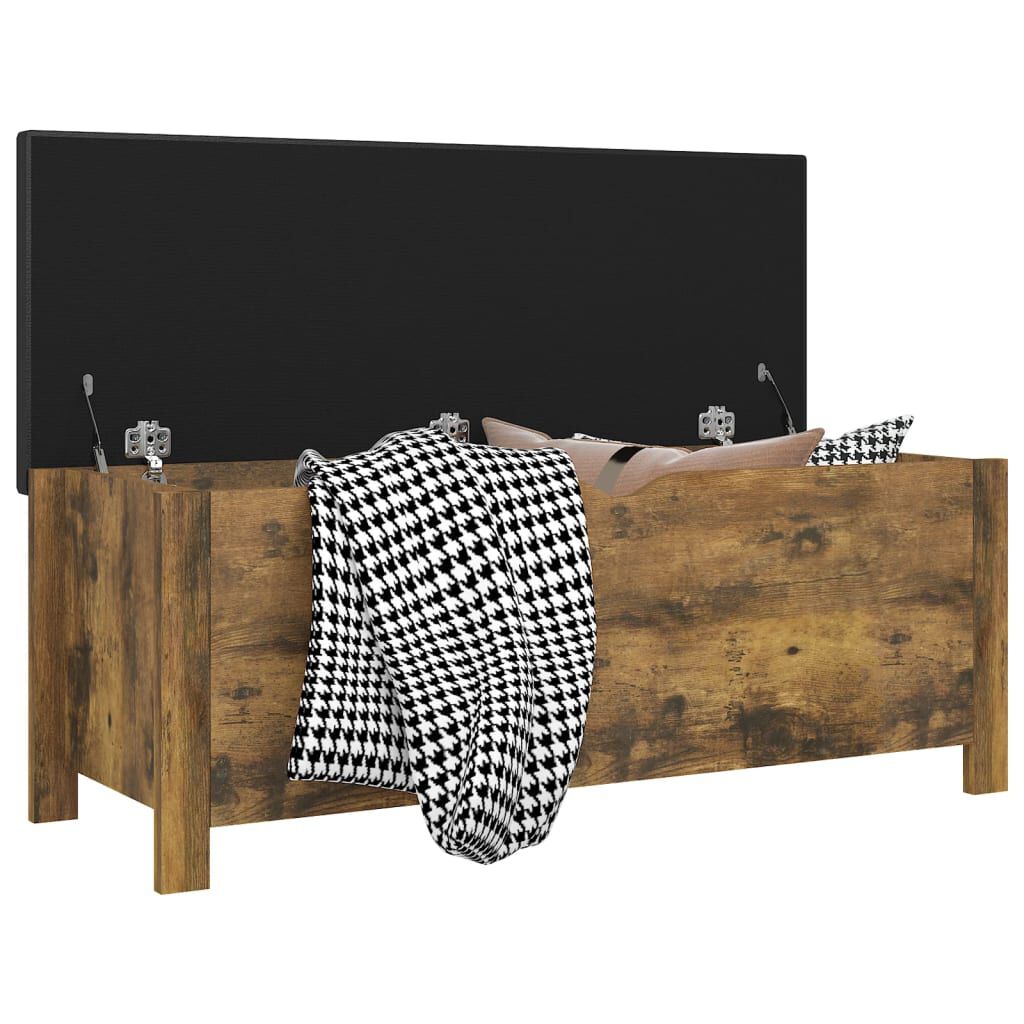 vidaXL Storage Box with Cushion Smoked Oak 105x40x45 cm