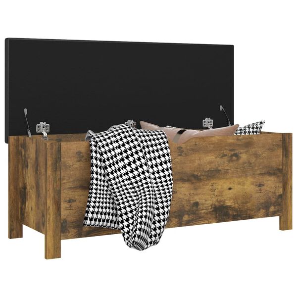 vidaXL Storage Box with Cushion Smoked Oak 105x40x45 cm