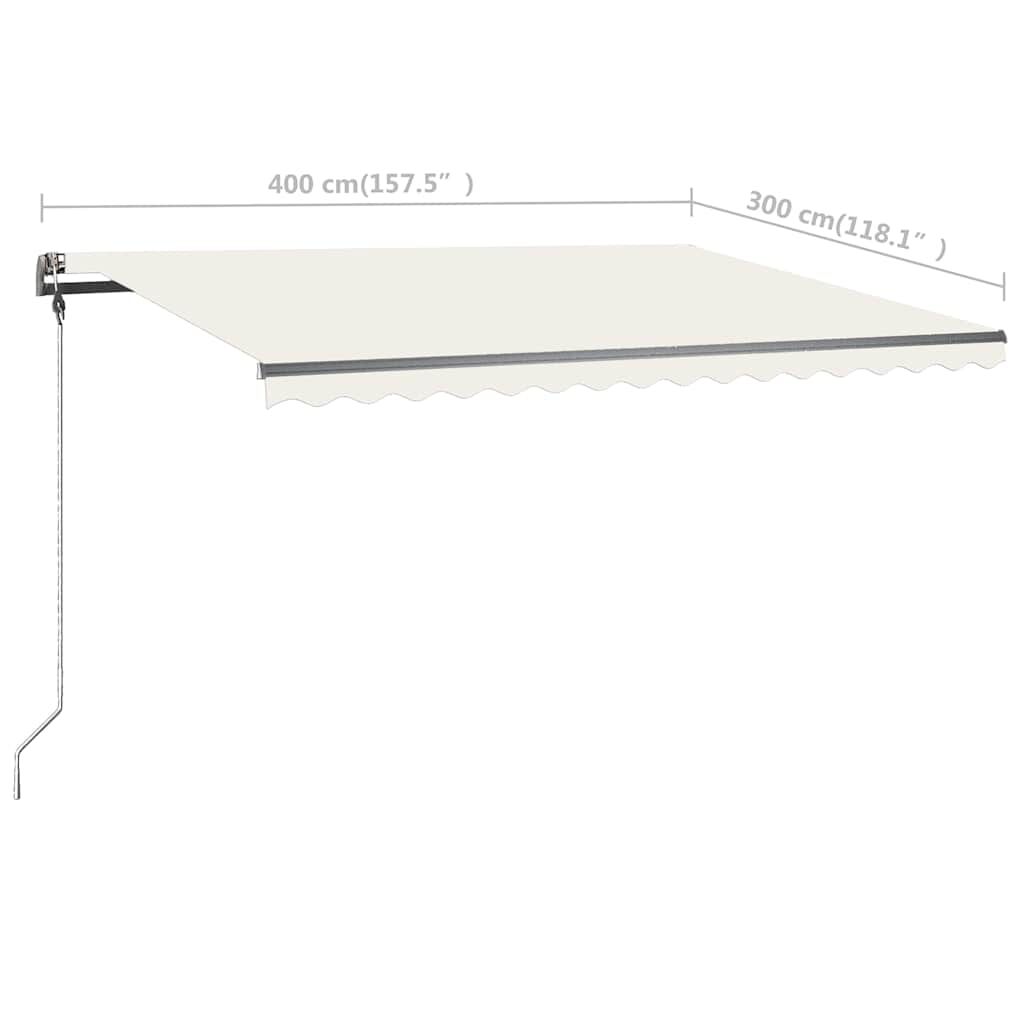 vidaXL Freestanding Manual Retractable Awning 400x300 cm Cream