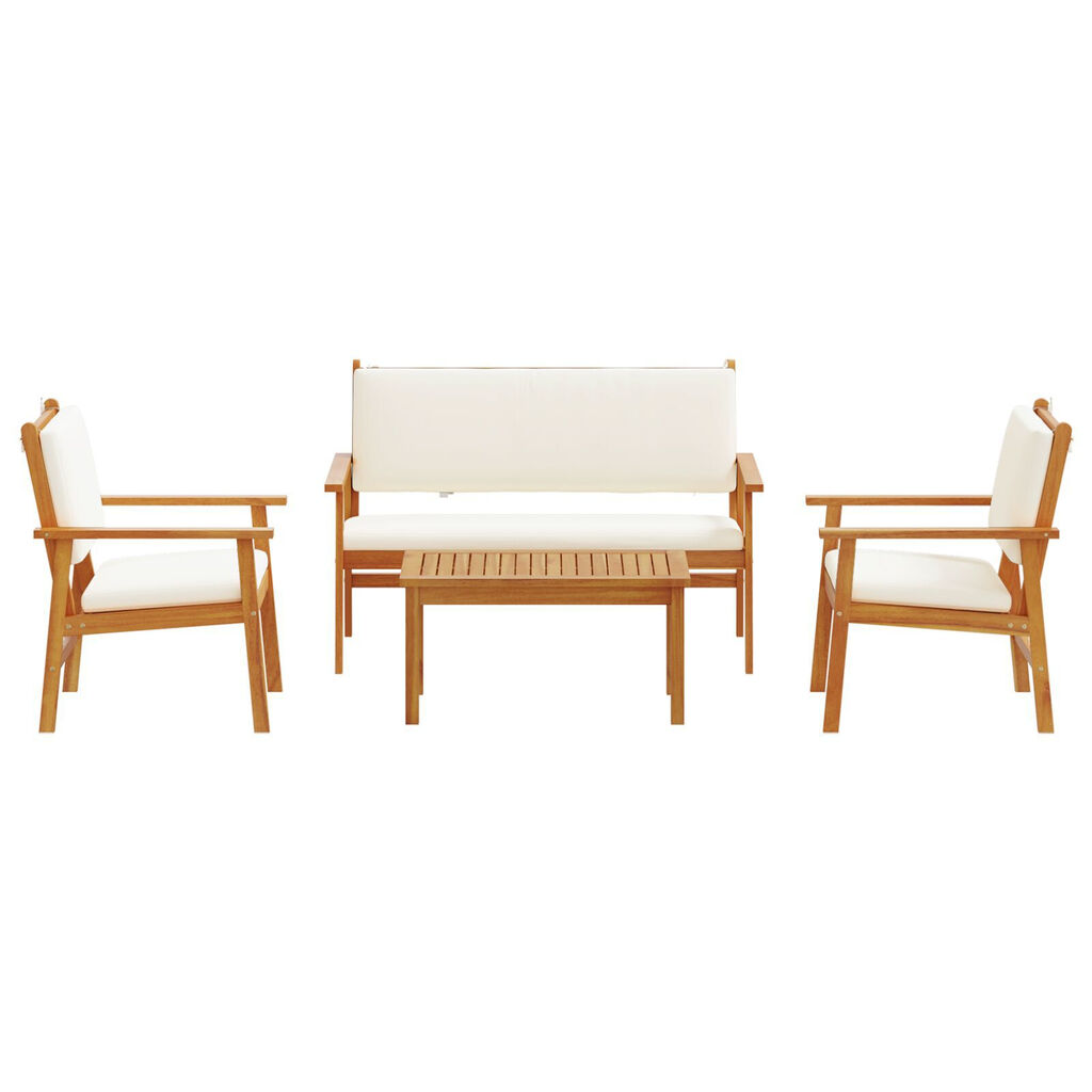 vidaXL 4 Piece Garden Sofa Set with Cushions Solid Wood Acacia