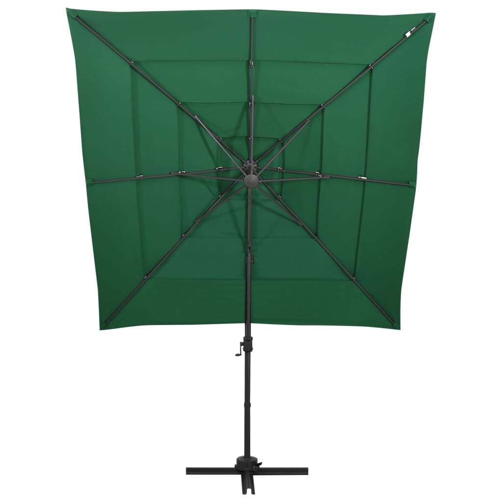 vidaXL 4-Tier Garden Parasol with Aluminium Pole Green 250x250 cm