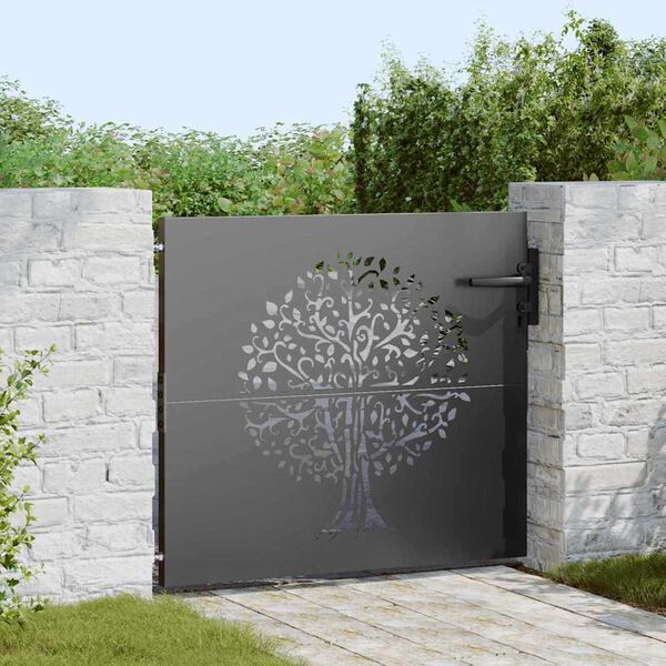 vidaXL Garden Gate 85x100 cm Corten Steel Tree Design