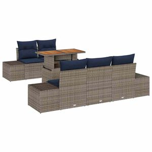 vidaXL Garden Dining Set with Cushion 6 pcs Grey and Navy