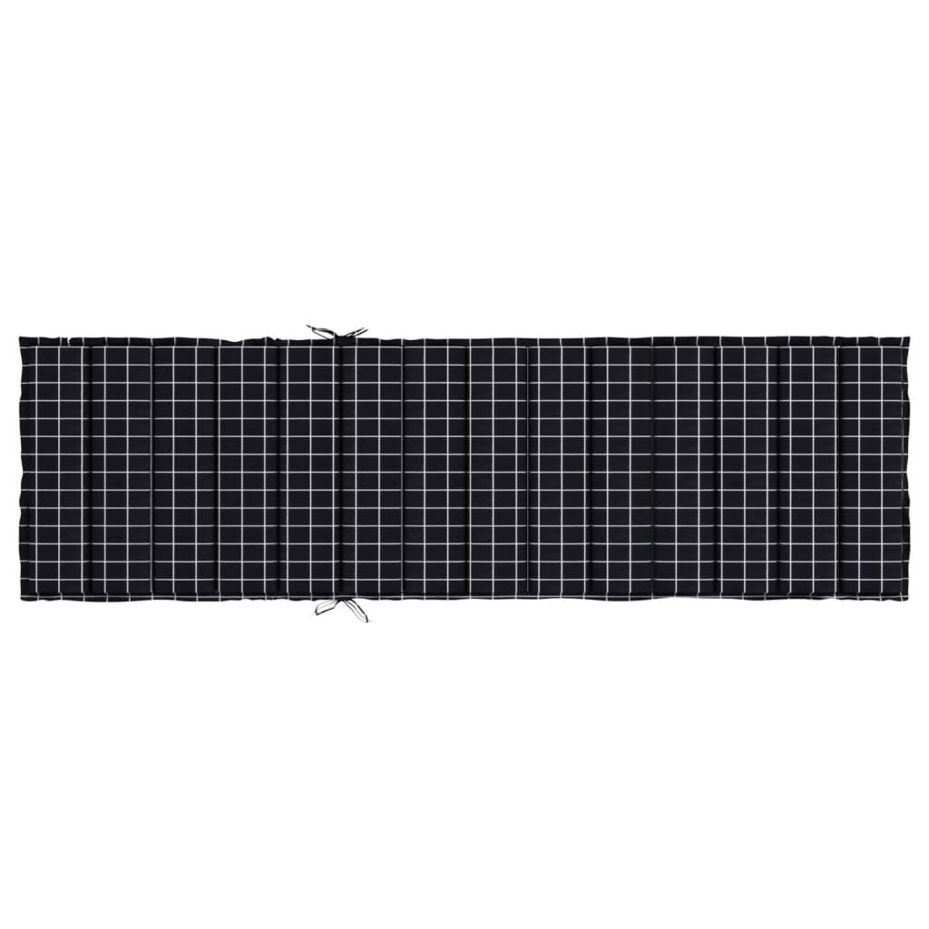 vidaXL Sun Lounger Cushion Black Check Pattern Oxford Fabric
