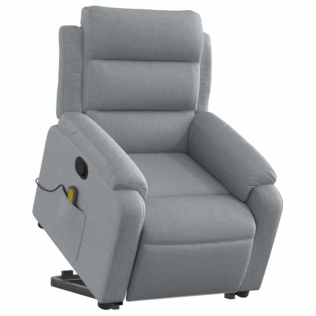 vidaXL Stand up Massage Recliner Chair Light Grey Fabric