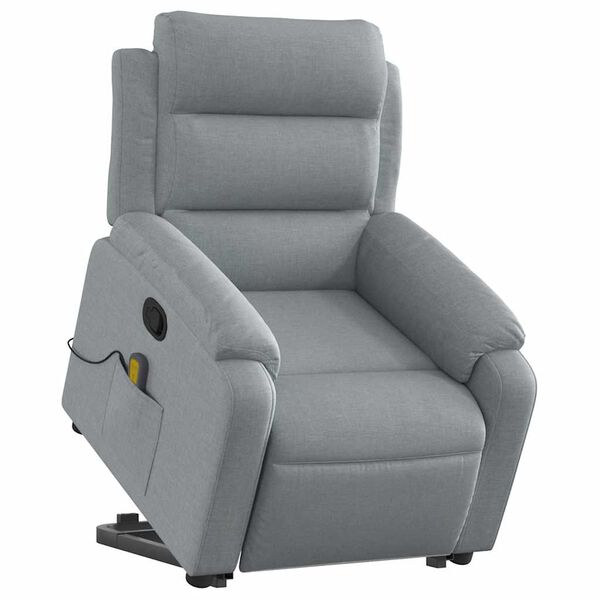 vidaXL Stand up Massage Recliner Chair Light Grey Fabric