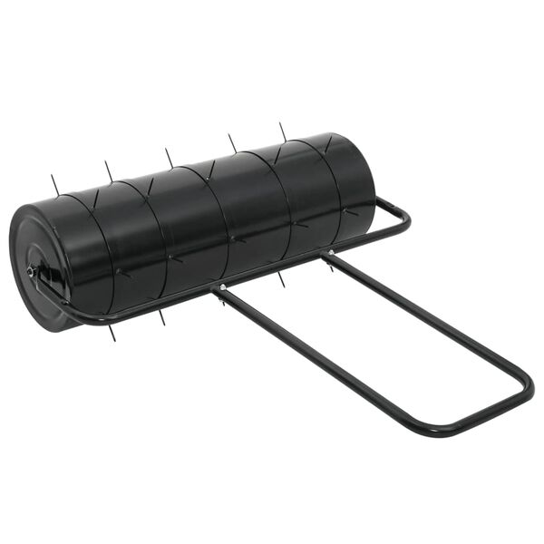 vidaXL Garden Lawn Roller with Aerator Clamps Black 63 L Iron and Steel