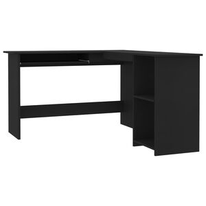 vidaXL L-Shaped Corner Desk Black 120x140x75 cm Engineered Wood