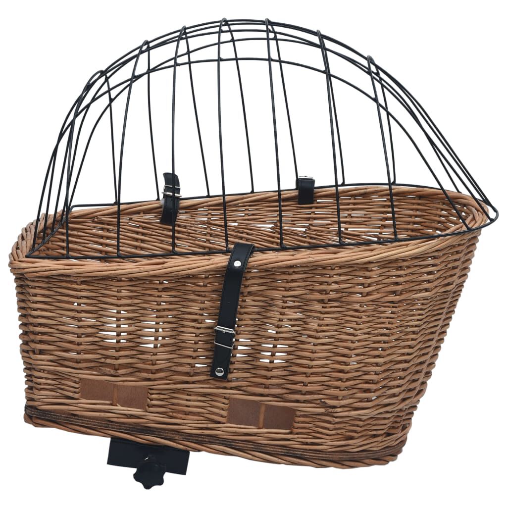 vidaXL Bike Rear Basket with Cover 55x31x36 cm Natural Willow