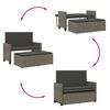 vidaXL Garden Bench with Cushions and Footstool Grey Poly Rattan