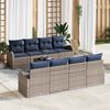 vidaXL Sofa Set 9 pcs Grey and Blue Polyester