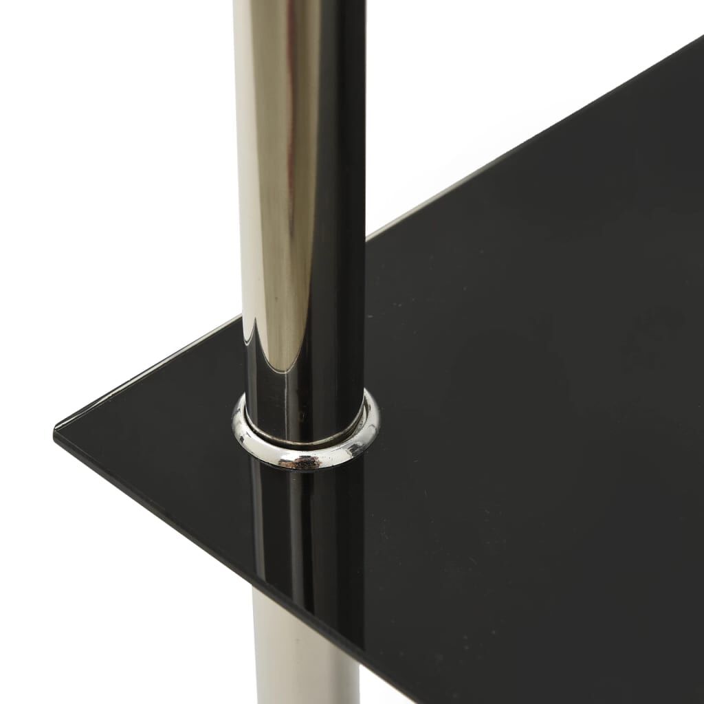 vidaXL 2-Tier Side Table Transparent & Black 38x38x50cm Tempered Glass