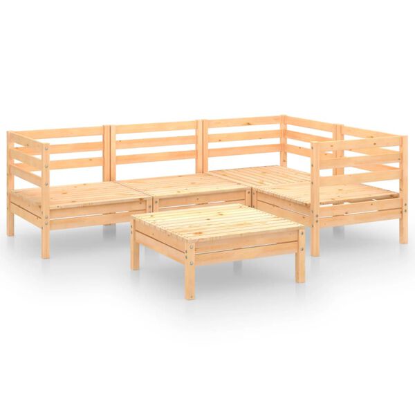 vidaXL 5 Piece Garden Lounge Set Solid Pinewood