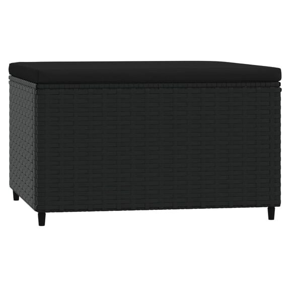 vidaXL Garden Footrests with Cushions 2 pcs Black Poly Rattan