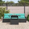vidaXL Garden Sofa Set with Cushion 5 pcs Black Poly rattan