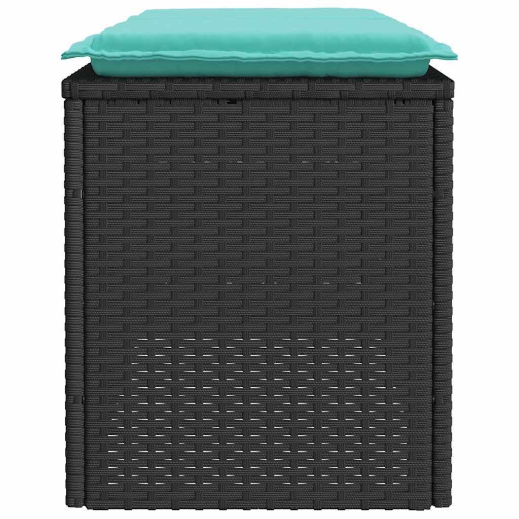 vidaXL Garden Bench with Cushion Black 110x40x44 cm Poly Rattan