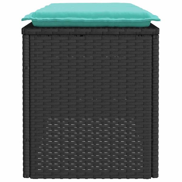 vidaXL Garden Bench with Cushion Black 110x40x44 cm Poly Rattan