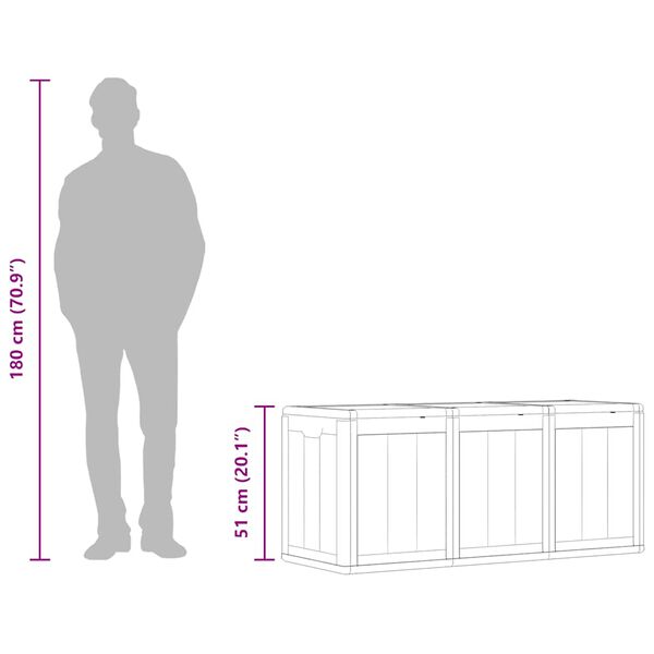 vidaXL Garden Storage Box 270L Brown PP Wood Look