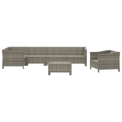 vidaXL 7 Piece Garden Lounge Set with Cushions Grey Poly Rattan