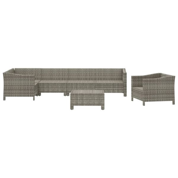 vidaXL 7 Piece Garden Lounge Set with Cushions Grey Poly Rattan