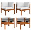 vidaXL 6 Piece Garden Lounge Set with Cushions Cream Wood Acacia&Rope