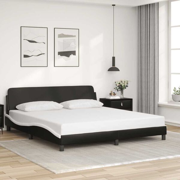 vidaXL Bed Frame "Dover" Black and White 183x213 cm Faux Leather
