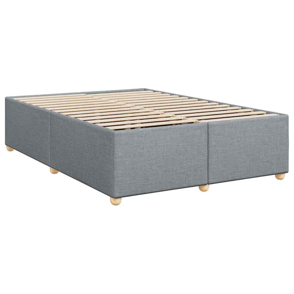 vidaXL Box Spring Bed with Mattress Light Grey Queen Fabric