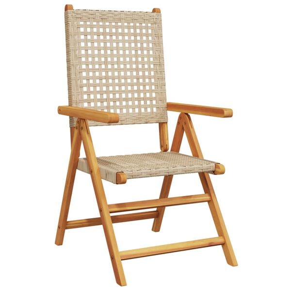 vidaXL Garden Chairs 2 pcs Beige Solid Wood Acacia and Poly Rattan