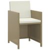 vidaXL 3 Piece Garden Dining Set with Cushions Poly Rattan Beige