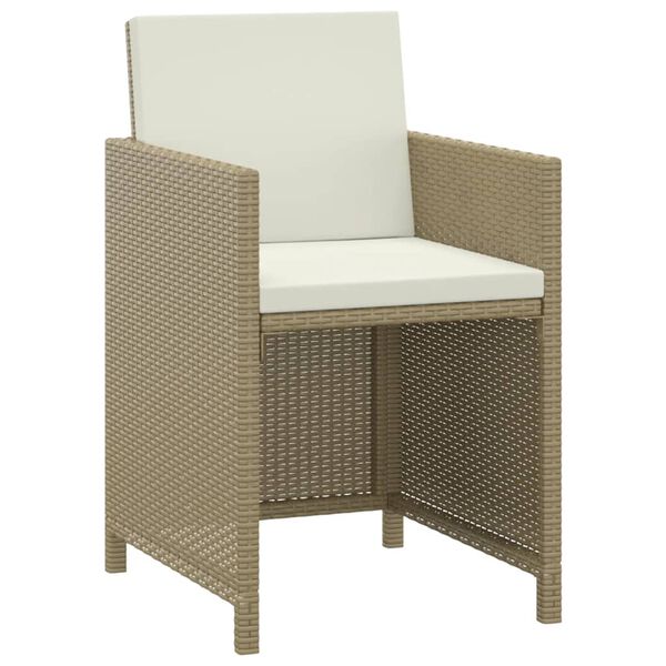 vidaXL 3 Piece Garden Dining Set with Cushions Poly Rattan Beige