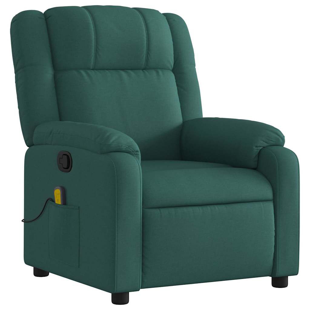 vidaXL Massage Recliner Chair Dark Green Fabric