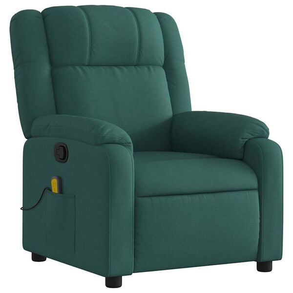 vidaXL Massage Recliner Chair Dark Green Fabric