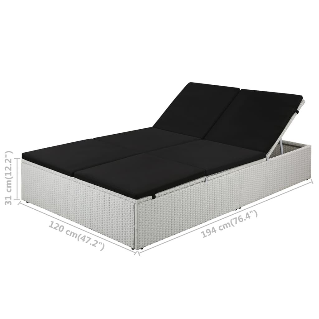 vidaXL Sun Lounger with Cushion Poly Rattan Black