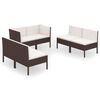 vidaXL 6 Piece Garden Lounge Set with Cushions Poly Rattan Brown