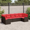 vidaXL Garden Sofa Set with Cushion 7 pcs Brown Poly Rattan