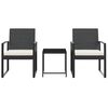 vidaXL 3 piece Garden Dining Set with Cushions Black PP Rattan