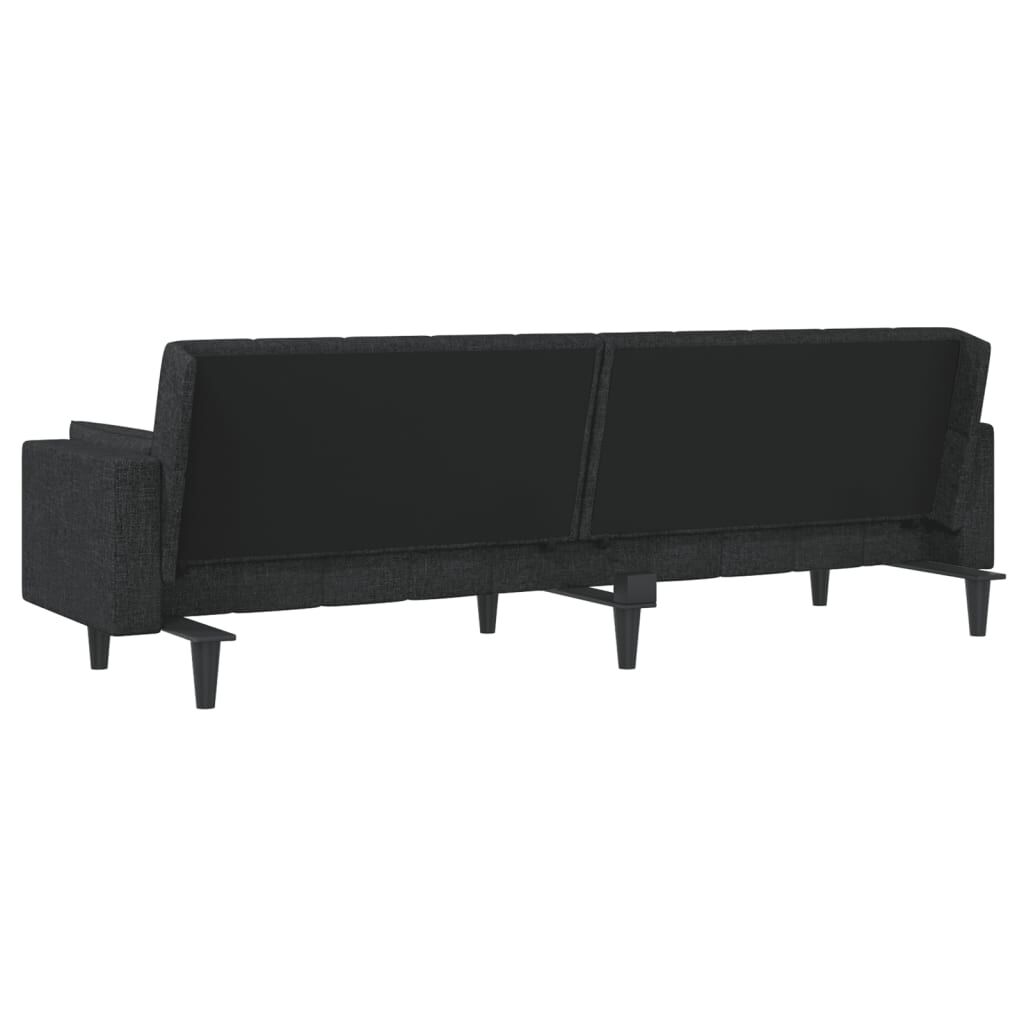 vidaXL 2-Seater Sofa Bed with Two Pillows Black Fabric
