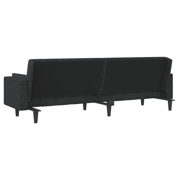 vidaXL 2-Seater Sofa Bed with Two Pillows Black Fabric