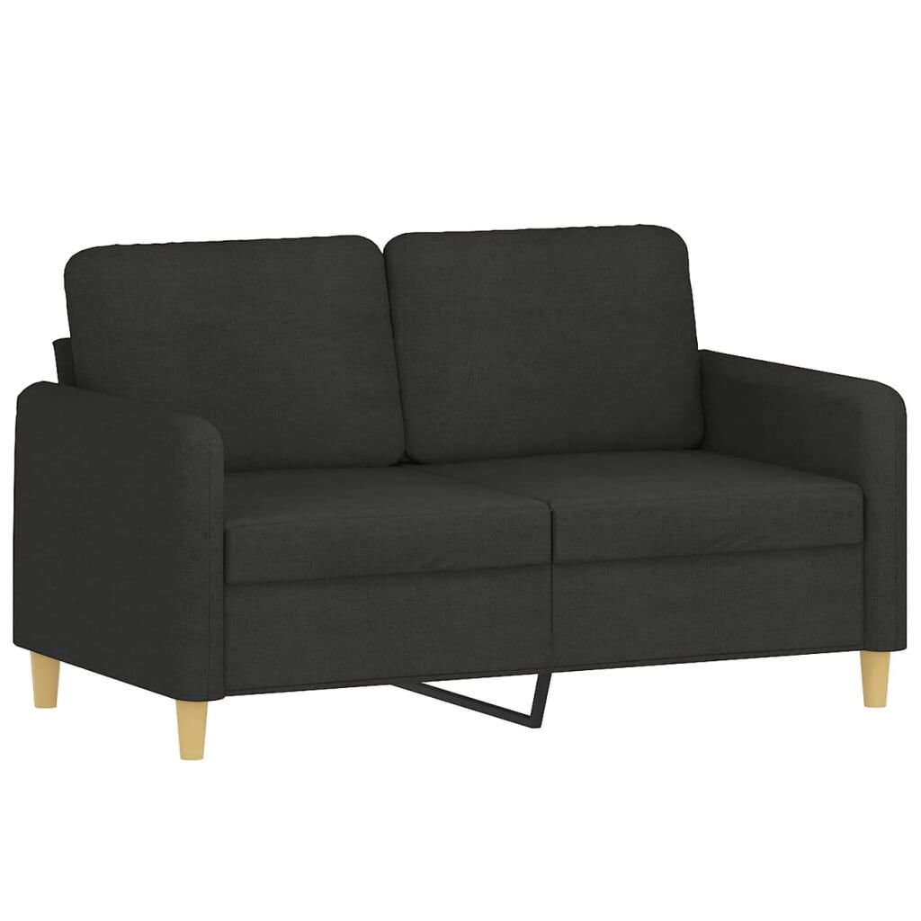 vidaXL 2 Piece Sofa Set with Cushions Black Fabric