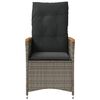 vidaXL Reclining Garden Chair with Cushions Grey Poly Rattan