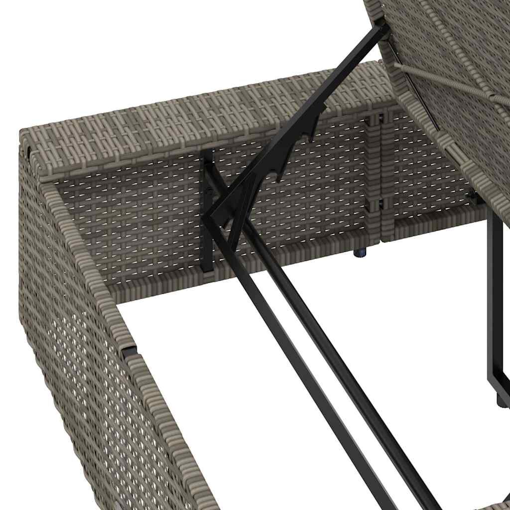 vidaXL Sunbed with Floating Cushion Grey Poly Rattan