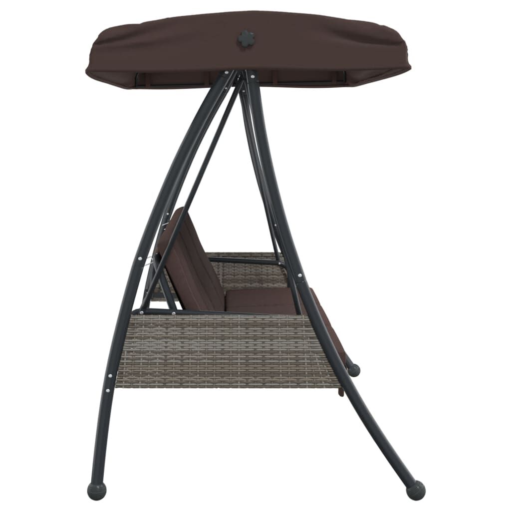 vidaXL Garden Swing Bench with Adjustable Canopy Coffee Brown Steel