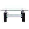 vidaXL Coffee Table Black and Transparent 95x55x40 cm Tempered Glass