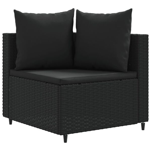 vidaXL 4 Piece Garden Sofa Set with Cushions Black Poly Rattan